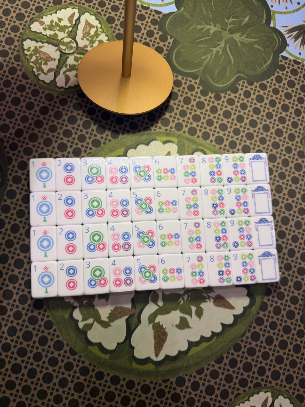 Green Mahjong Tiles Set - Pink & Blue Accents - Picture 8 of 16